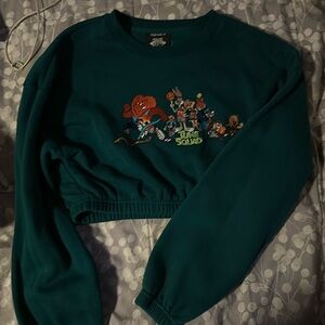 Looney toons cropped top sweater, emerald color, size L